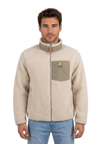 Sweat superdry mountain full zip fleece m8l overcast beige/silver sage