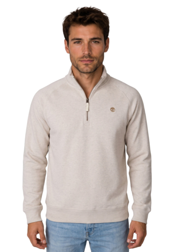 Sweat timberland exeter river tree embroidered logo 1/4 zip lb 5461 lght oatml hthr