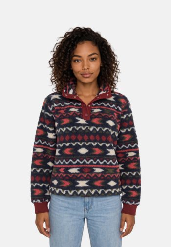 Sweat superdry super soft printed henley m5b burgundy mini aztec aop