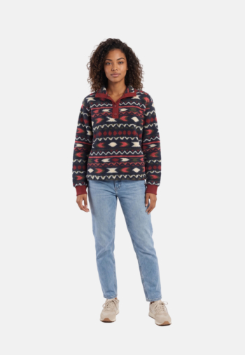 Sweat superdry super soft printed henley m5b burgundy mini aztec aop