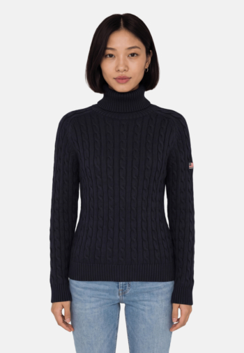Pull hiver superdry slouchy cable roll neck jke deep navy