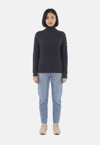 Pull hiver superdry slouchy cable roll neck jke deep navy