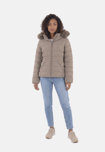 Doudounes superdry hood faux fur fuji 8lk fallen rock brown
