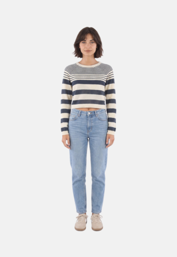 Pull hiver only citta cloud dancer black thin stripes