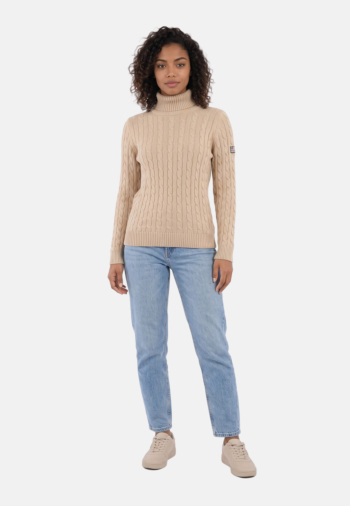 Pull hiver superdry slouchy cable roll neck f9j winter taupe twist