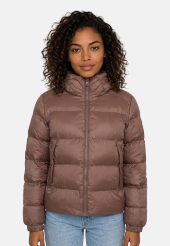 Doudounes superdry hooded shine c1g nutmeg spice brown sheen