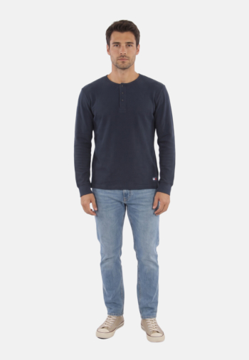 Tee shirt manches longues tommy jeans reg washed waffle c1g dark blue