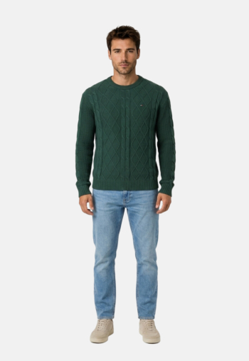 Sweat tommy jeans reg cable mbm velvet green