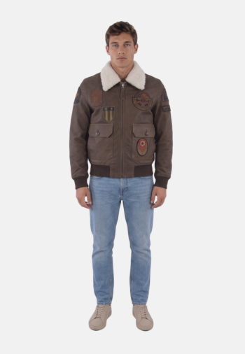 Blousons cuir schott lcaviatorbd brown