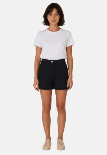 Short bermuda only plise boucle black