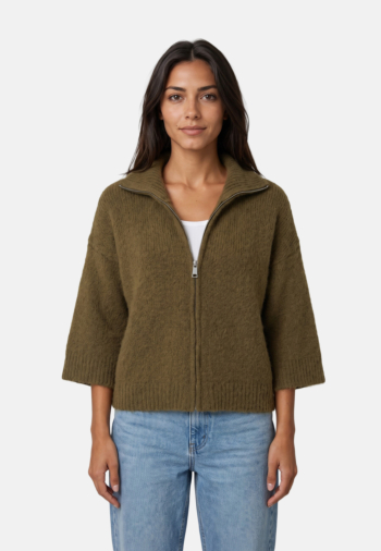 Gilets cardigans only maggie 3/4 wide zip beech melange/silver zipper