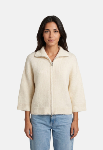 Gilets cardigans only maggie 3/4 wide zip birch melange/silver zipper