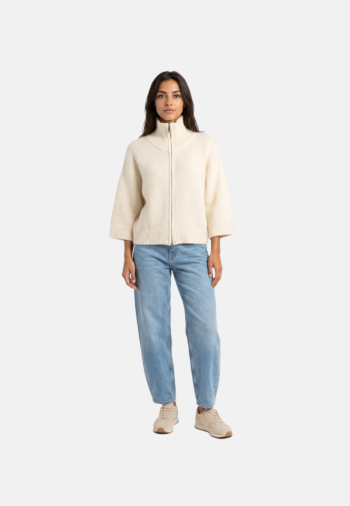 Gilets cardigans only maggie 3/4 wide zip birch melange/silver zipper