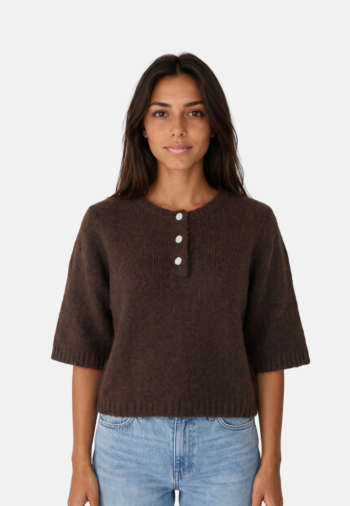 Pull hiver only maggie coffee bean melange/bling button