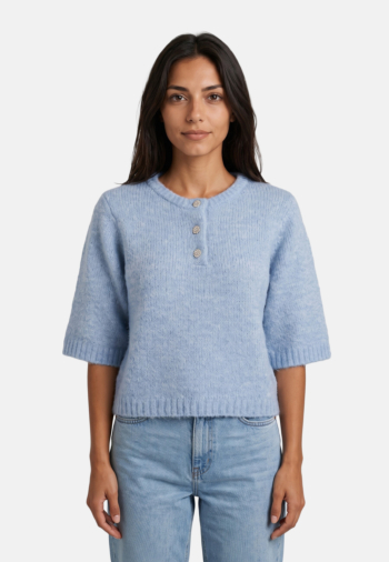Pull hiver only maggie dusty blue melange/bling button