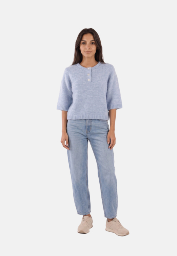 Pull hiver only maggie dusty blue melange/bling button