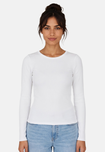 Tee shirt manches longues Jack And Jones freya stretch fit bright white