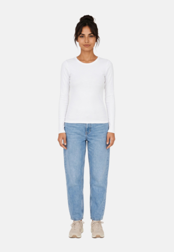 Tee shirt manches longues Jack And Jones freya stretch fit bright white