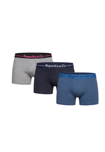 Calecons et slips superdry sdry & co boxer triple pack o5j blue polka/stripe