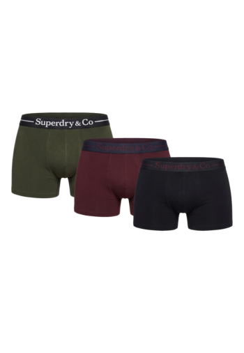 Calecons et slips superdry sdry & co boxer triple pack o3q black/burgundy/olive green