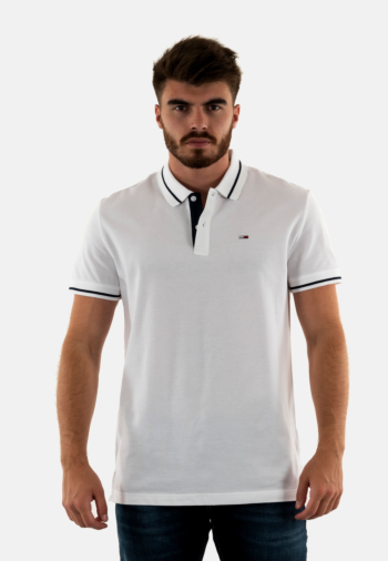 Polos tommy jeans reg tipping ybr white