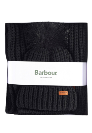 Echarpe barbour saltburn beanie & scarf gift set bk11 black