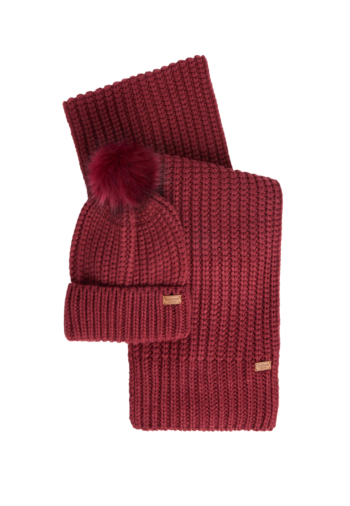 Echarpe barbour saltburn beanie & scarf gift set re71 cranberry