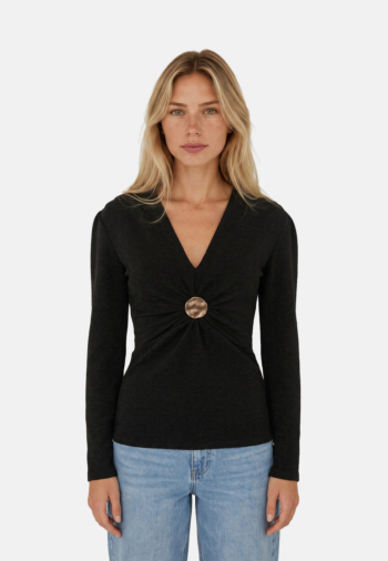 Tee shirt manches longues morgan 262-dnoel noir