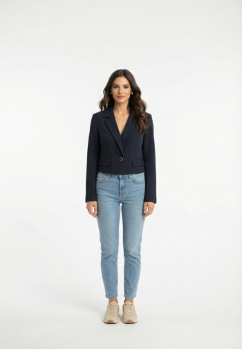 Blousons et vestes guess jeans leila single breast crop g7p1 blackened blue