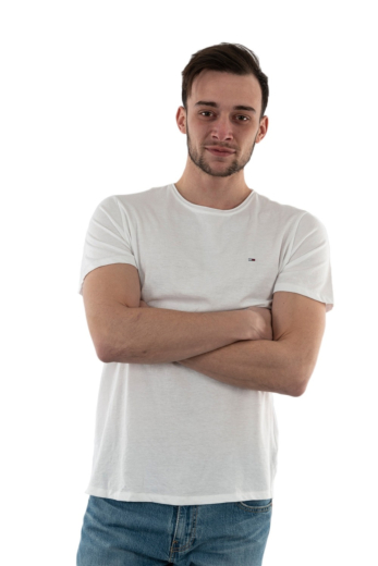 Tee shirt tommy jeans slim jaspe c neck ybr white