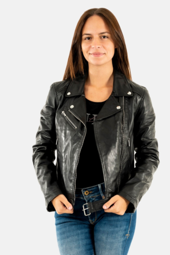 Blousons cuir rose garden 101123 laurie black