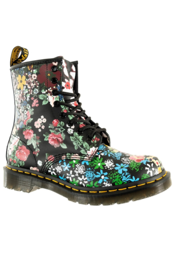 Bottines dr martens 1460 pascal white+black floral mash up backhand