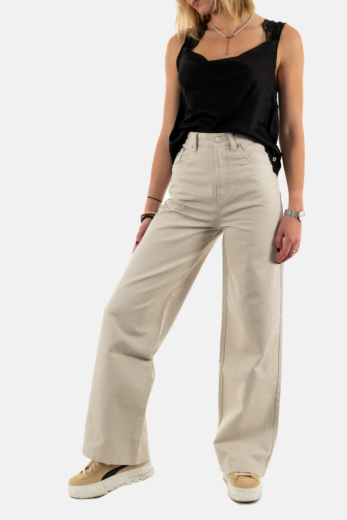 pantalons tommy jeans claire hr wide h beige