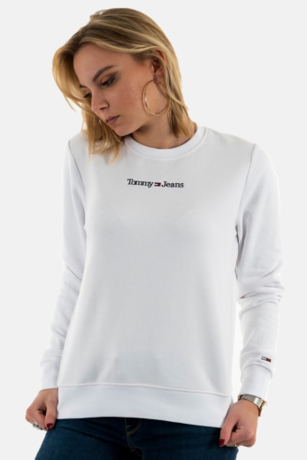 sweat tommy jeans reg serif linear blanc