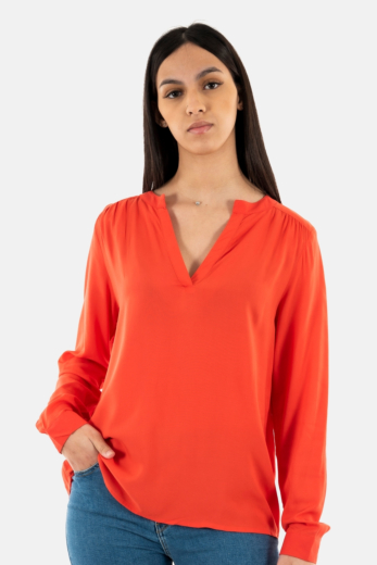 tee shirt manches longues ichi main 171664 poppy red