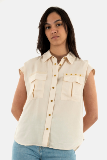 chemisier manches courtes schott amelia off white