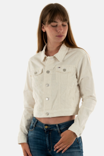 blousons et vestes tommy jeans pop cord ybh ancient white