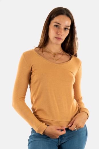 tee shirt manches longues sun valley 5delony 5536 camel