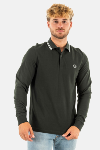 Polos manches longues fred perry m3636 t50 nightgreen/snwht