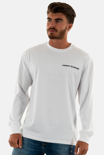 Tee shirt manches longues tommy jeans clsc linear chess ybr white