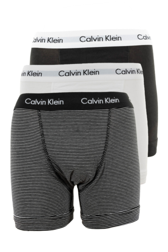 Calecons et slips calvin klein jeans 3p trunk 001 iot white/ b&w stripe/ black
