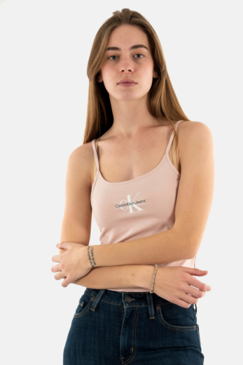 Débardeurs calvin klein jeans monologo strappy tf6 sepia rose