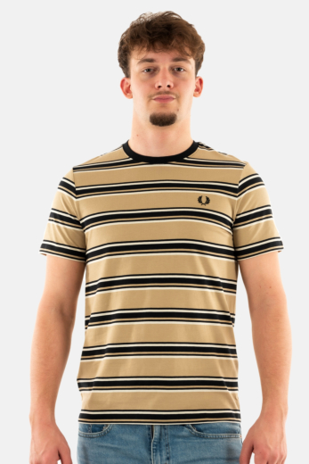 Tee shirt fred perry stripe v19 warmstone/oatml