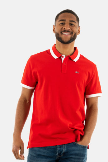 Polos tommy jeans reg solid tipped xnl deep crimson