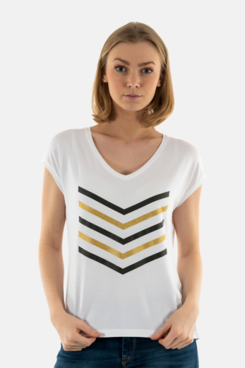 Tee shirt hbt justine 10 kg blanc/kaki gold