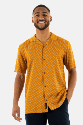 Chemise manches courtes superdry short sleeve revere 70s 2hi mini geo tan print