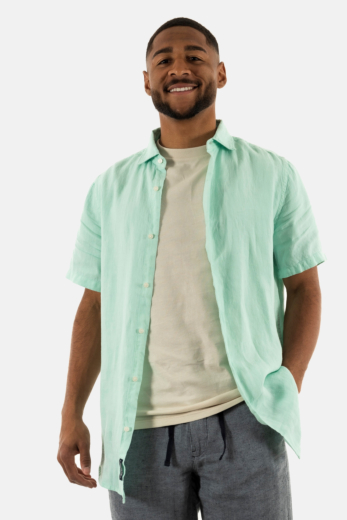 Chemise manches courtes superdry studios casual linen 2md spearmint light green