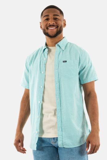 Chemise manches courtes superdry seersucker gut mint gingham