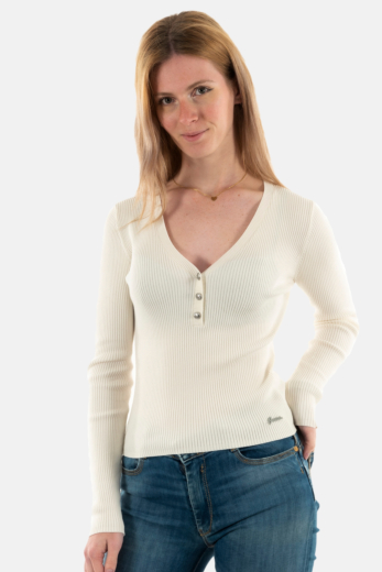 Pull hiver guess jeans blaire g012 cream white