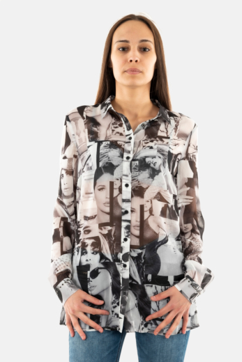 Chemisier guess jeans clouis p9xk iconic collage print